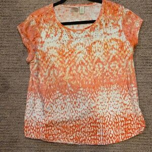 Orange and White Women's Top